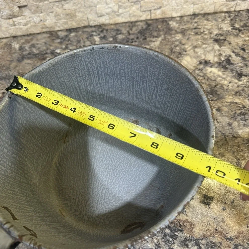 VTG Farmhouse Primitive‎ Speckled Gray Enamelware/Graniteware Sauce Pan Pot